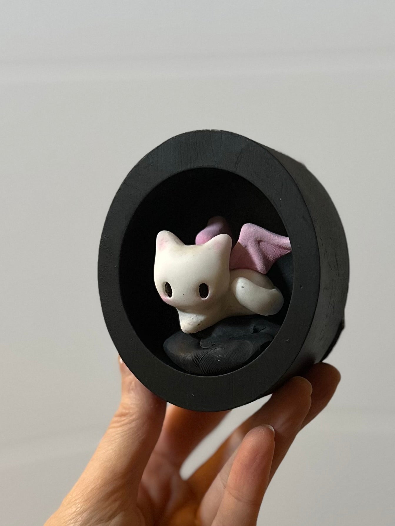 PREORDER White Bat Cat  2inch resin Art toy, Figurine