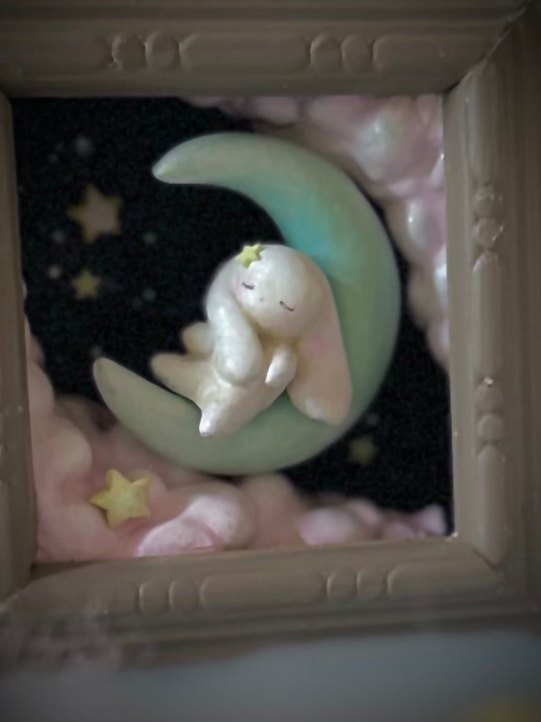 Moon Nap  4x4 inch Story Box Wall Hanging