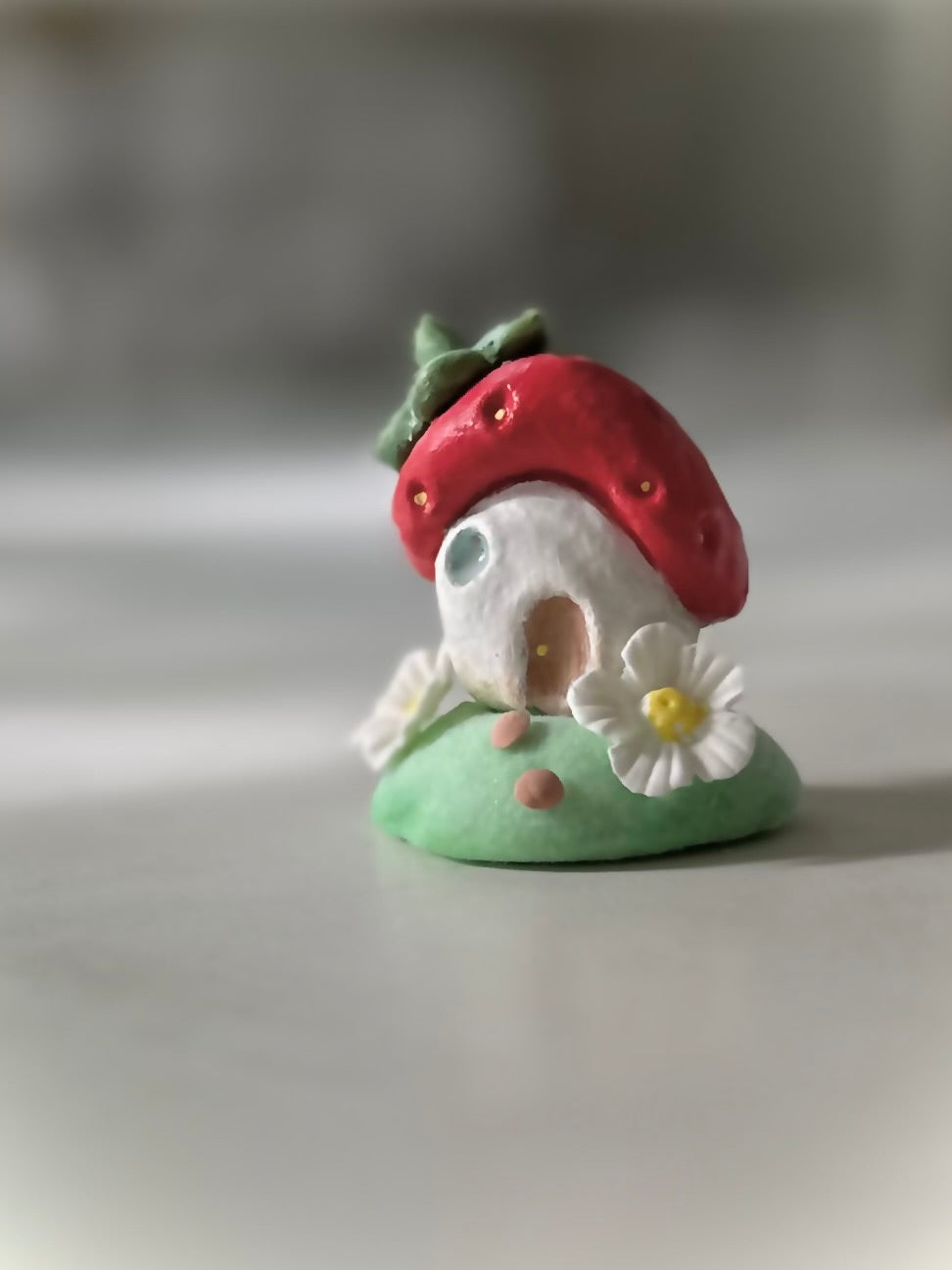 Red Strawberry House, 2 inch figurine