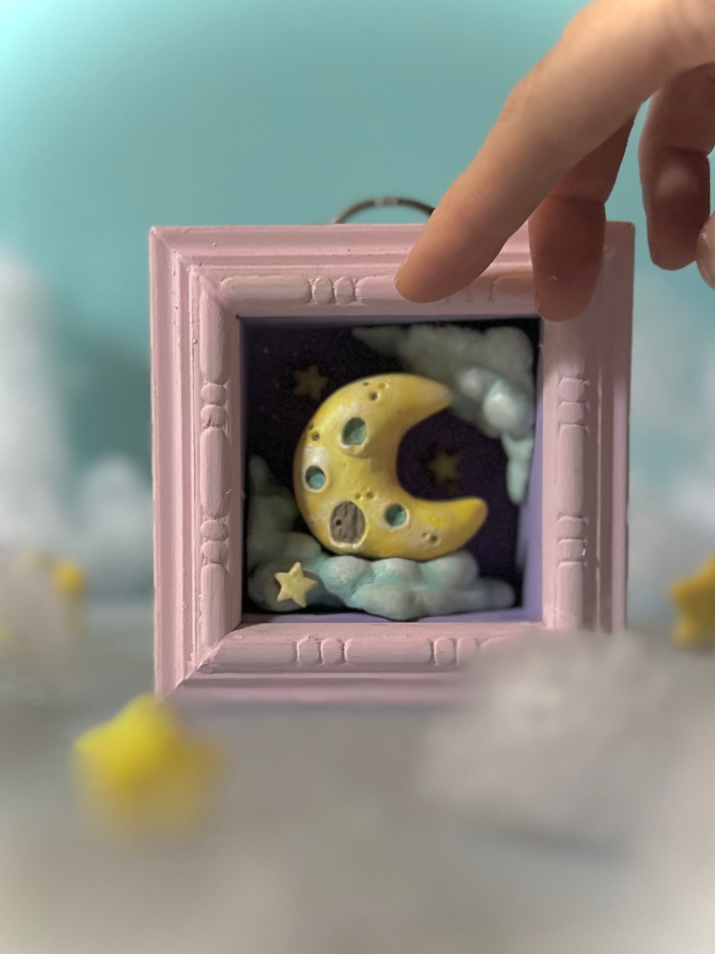 Moon House  4x4 inch Story Box Wall Hanging