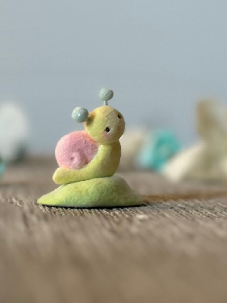 Preorder Spring Snail  1 inch Flocked Figurine