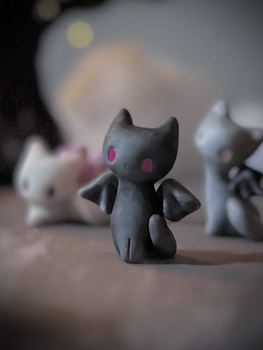 PREORDER Black Bat Cat  2 inch resin Art toy, Figurine