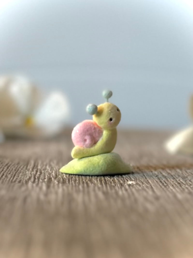 Preorder Spring Snail  1 inch Flocked Figurine