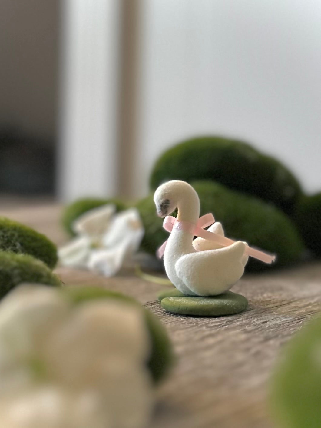 Preorder Spring Swan  1.75  inch Flocked Figurine