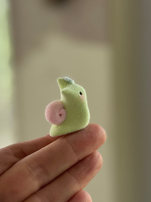 Sneeps Green  1 inch Flocked Figurine, Art Toy