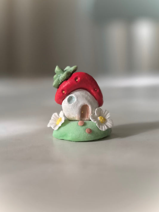 Red Strawberry House, 2 inch figurine