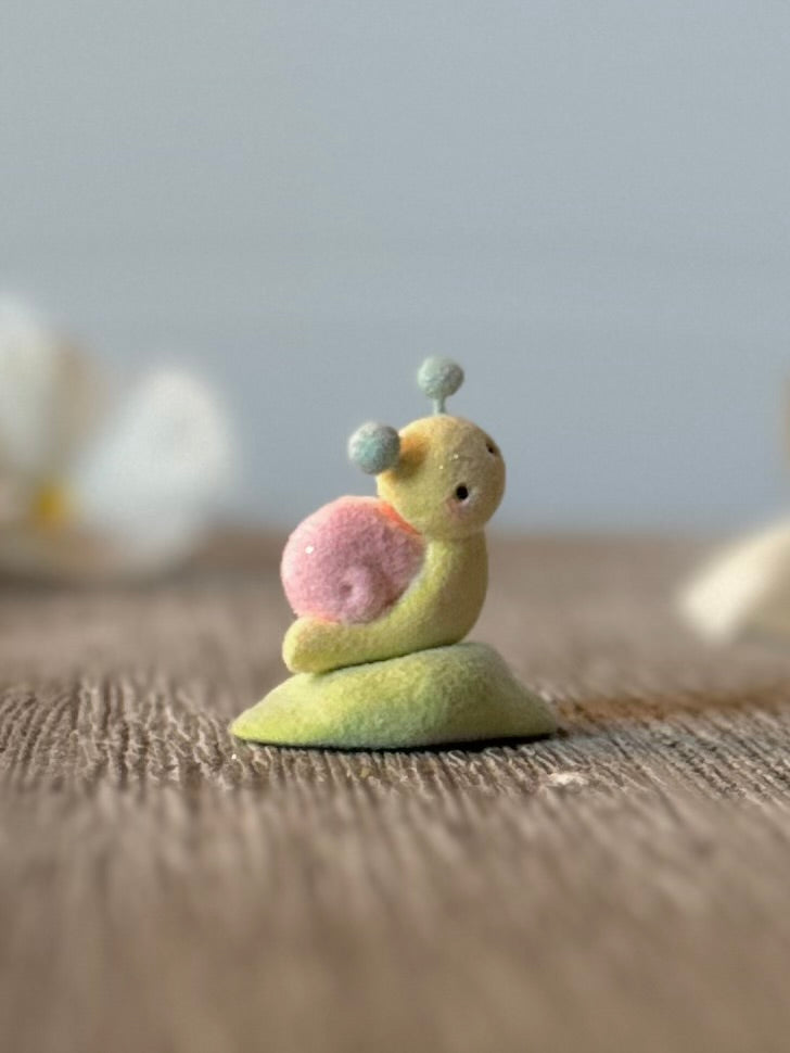 Preorder Spring Snail  1 inch Flocked Figurine