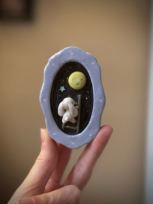 Ladder to the Moon Mini Clay Wall Hanging 2.5x3.5