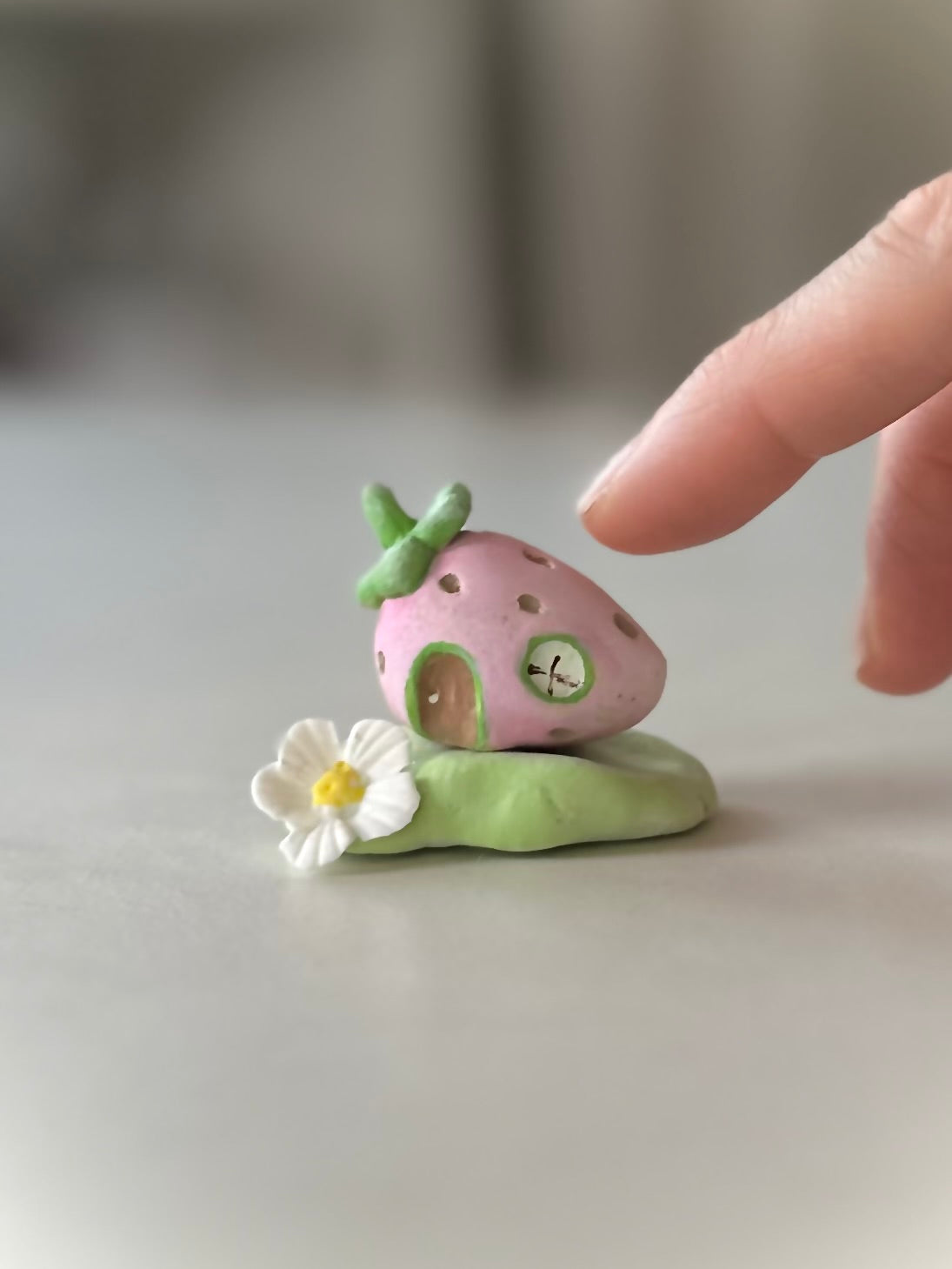 Pink Strawberry House, 2 inch figurine