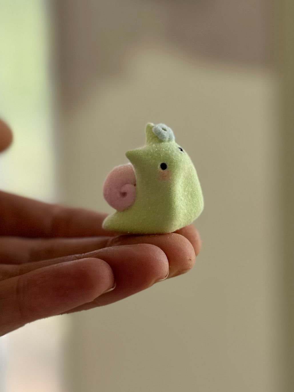 Sneeps Green  1 inch Flocked Figurine, Art Toy