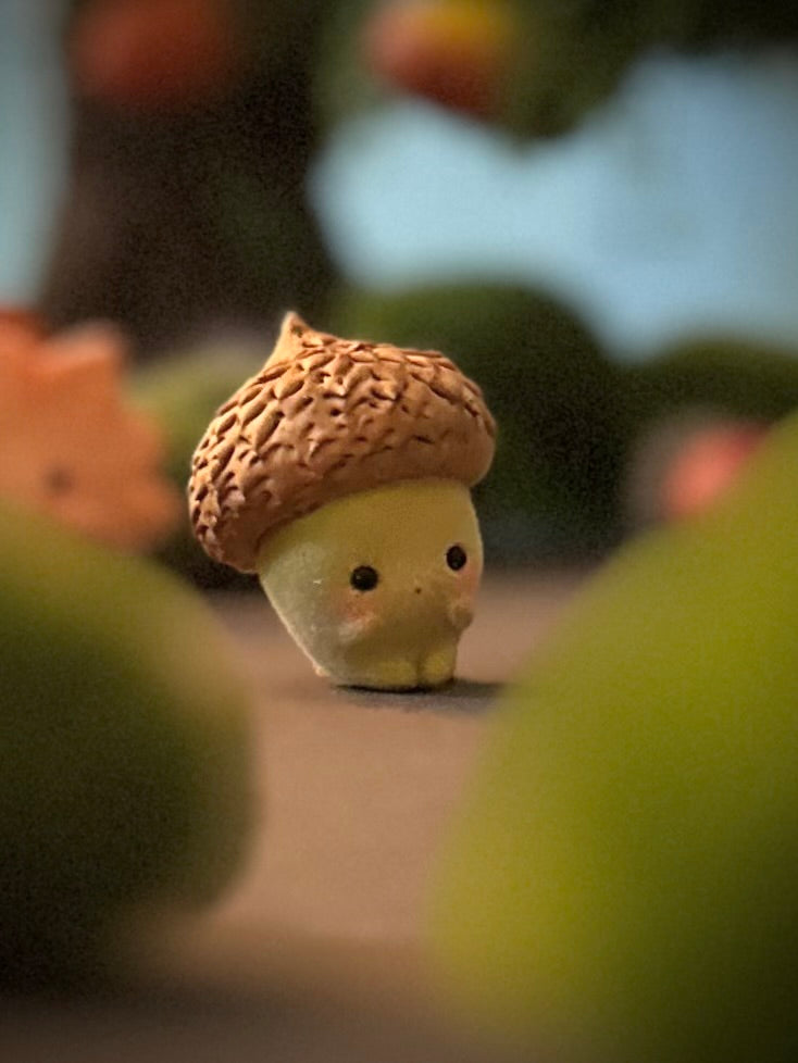 Preorder Little Green Acorn 1.5 inch Flocked Figurine with wooden display base (Copy)