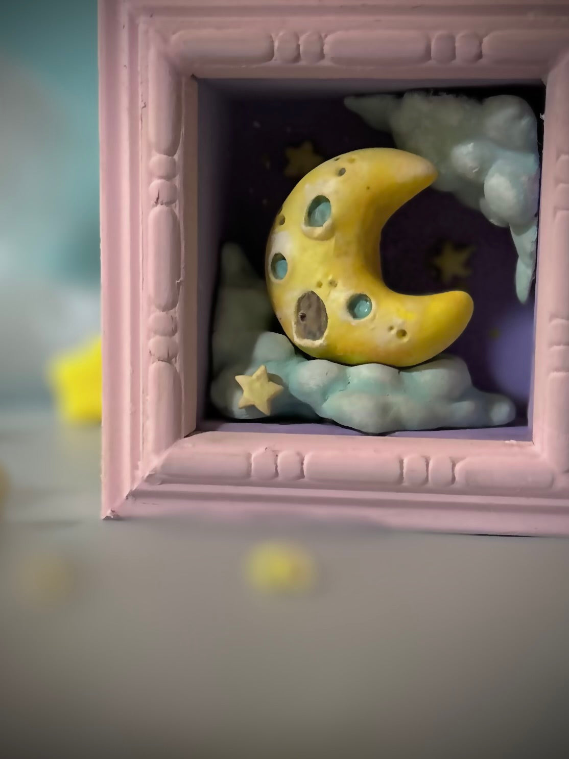 Moon House  4x4 inch Story Box Wall Hanging