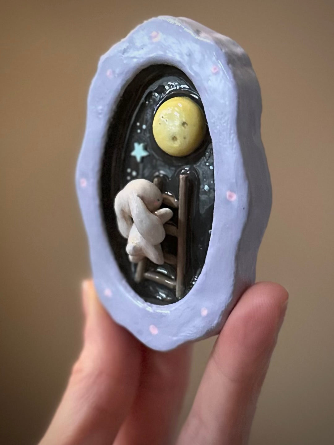 Ladder to the Moon Mini Clay Wall Hanging 2.5x3.5