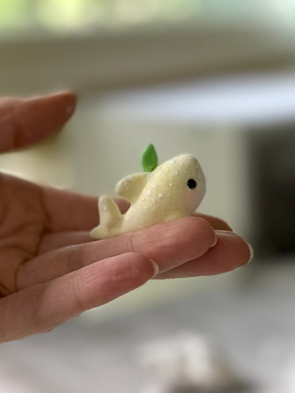 Preorder Lemon Shark  2 inch Flocked Figurine with wooden display base