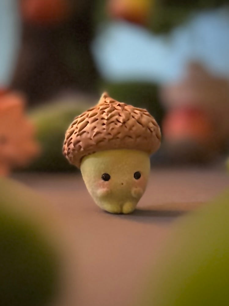 Preorder Little Green Acorn 1.5 inch Flocked Figurine with wooden display base (Copy)