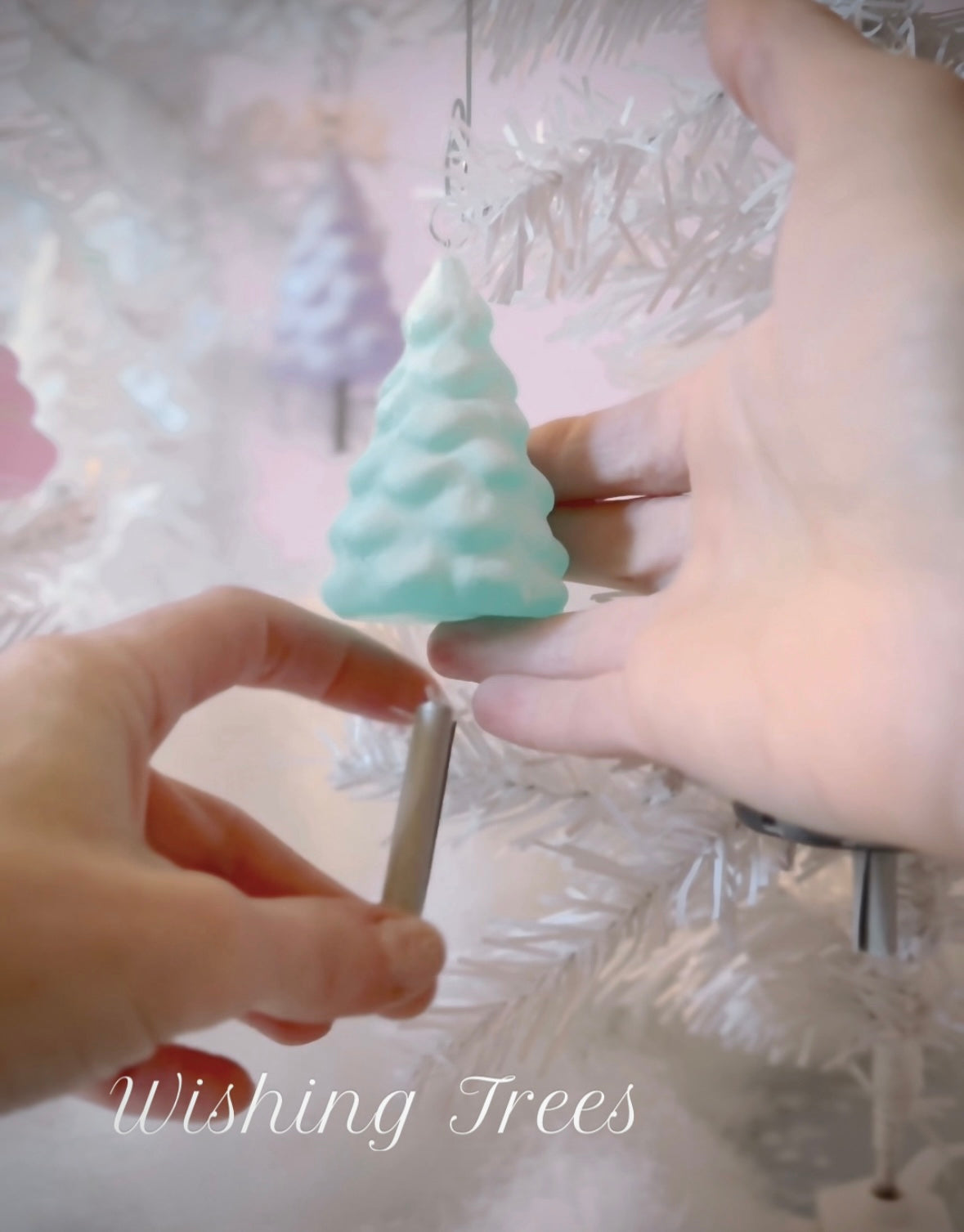 PREORDER Teal Blue Wishing Tree 3 inch resin ornament