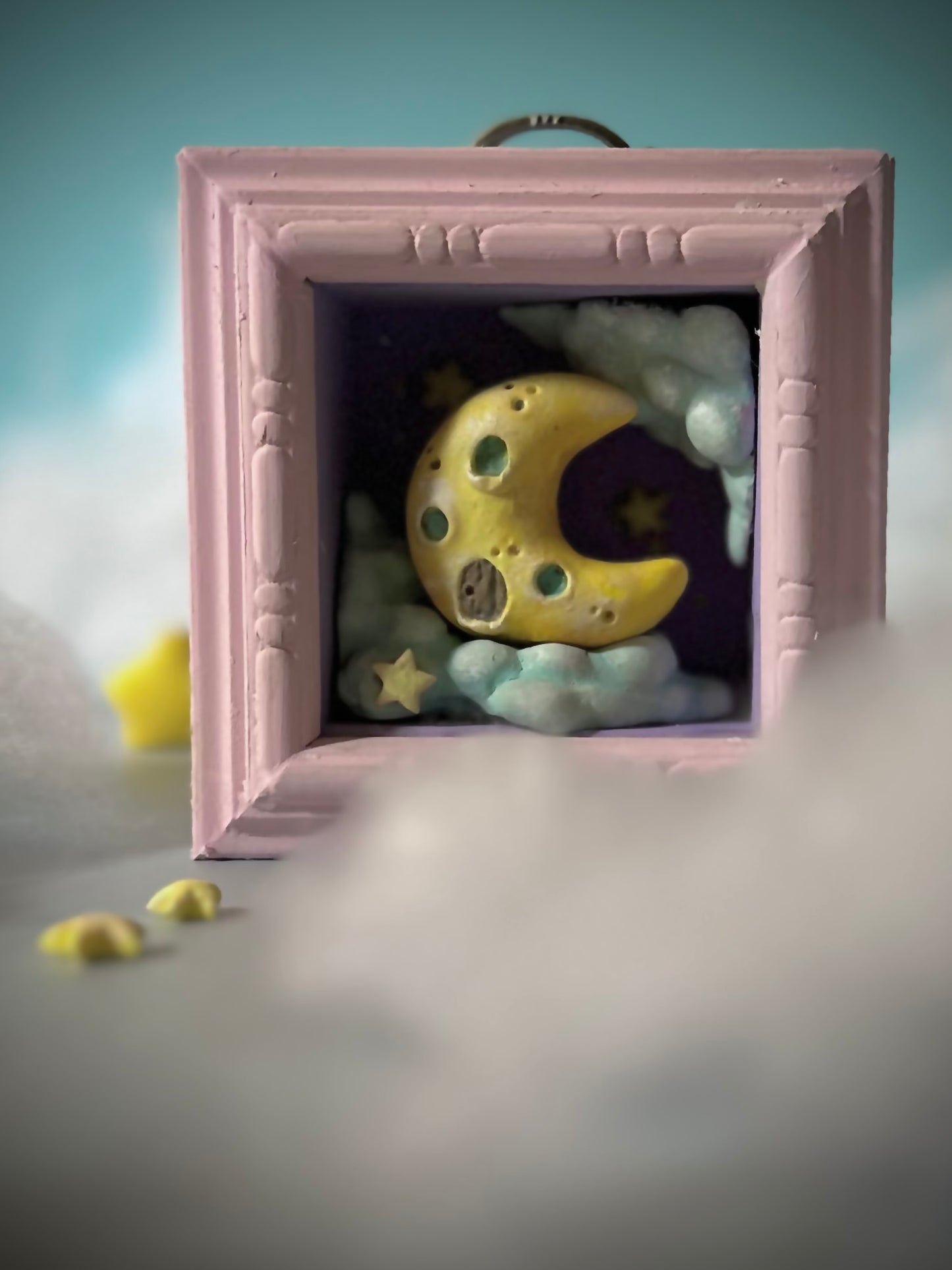 Moon House  4x4 inch Story Box Wall Hanging