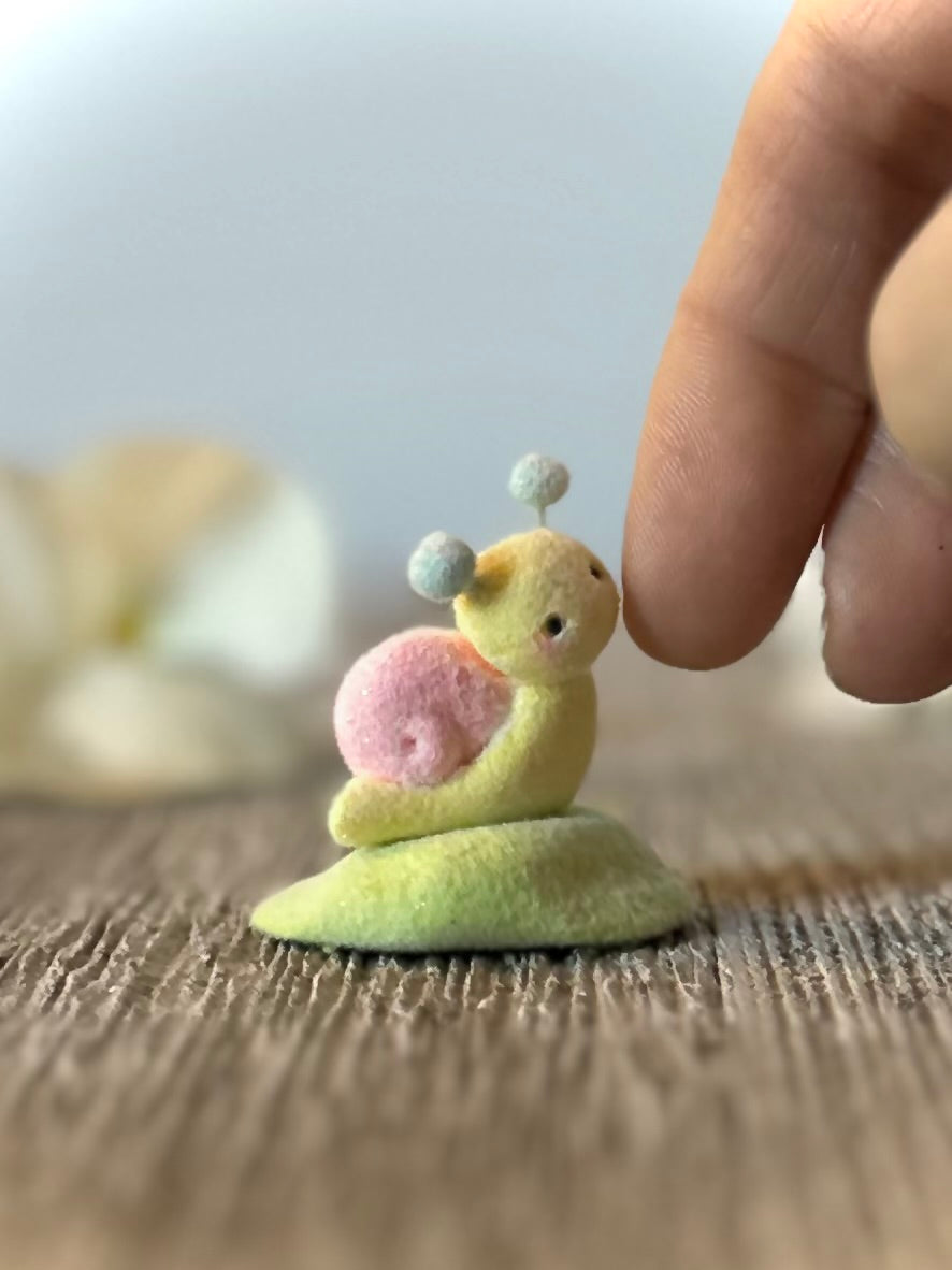 Preorder Spring Snail  1 inch Flocked Figurine