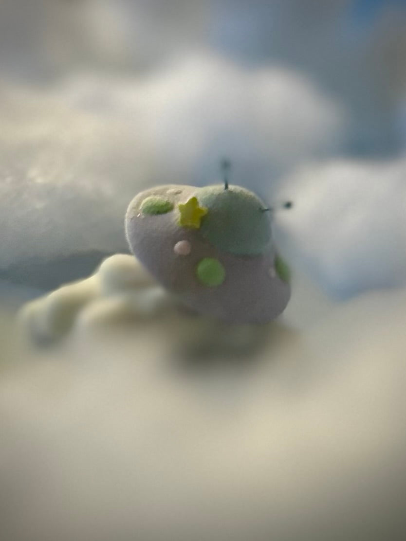 Preorder Lavender Flying Saucer 3 inch Flocked Figure with  Flocked Cloud Base