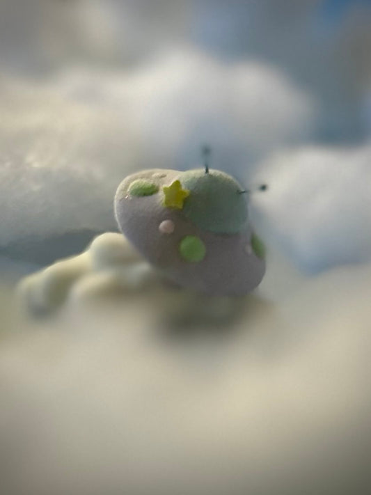 Preorder Lavender Flying Saucer 3 inch Flocked Figure with  Flocked Cloud Base