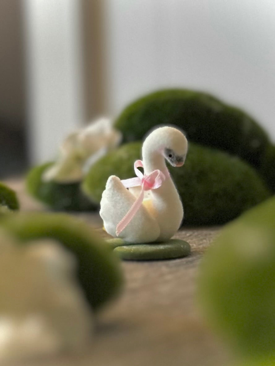 Preorder Spring Swan  1.75  inch Flocked Figurine