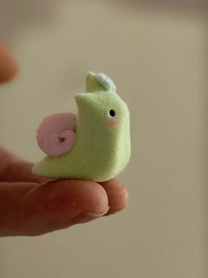 Sneeps Green  1 inch Flocked Figurine, Art Toy