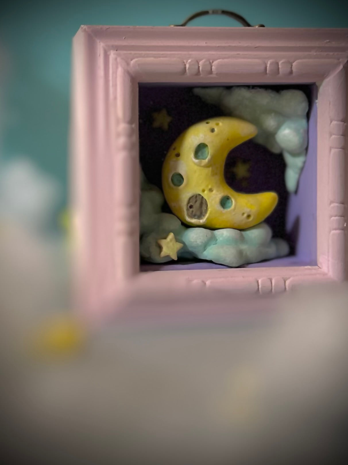 Moon House  4x4 inch Story Box Wall Hanging