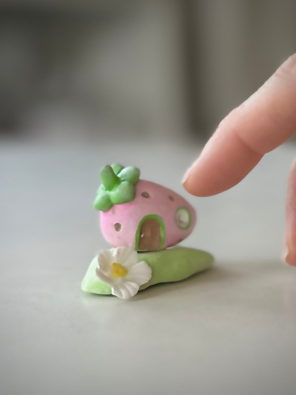 Pink Strawberry House, 2 inch figurine