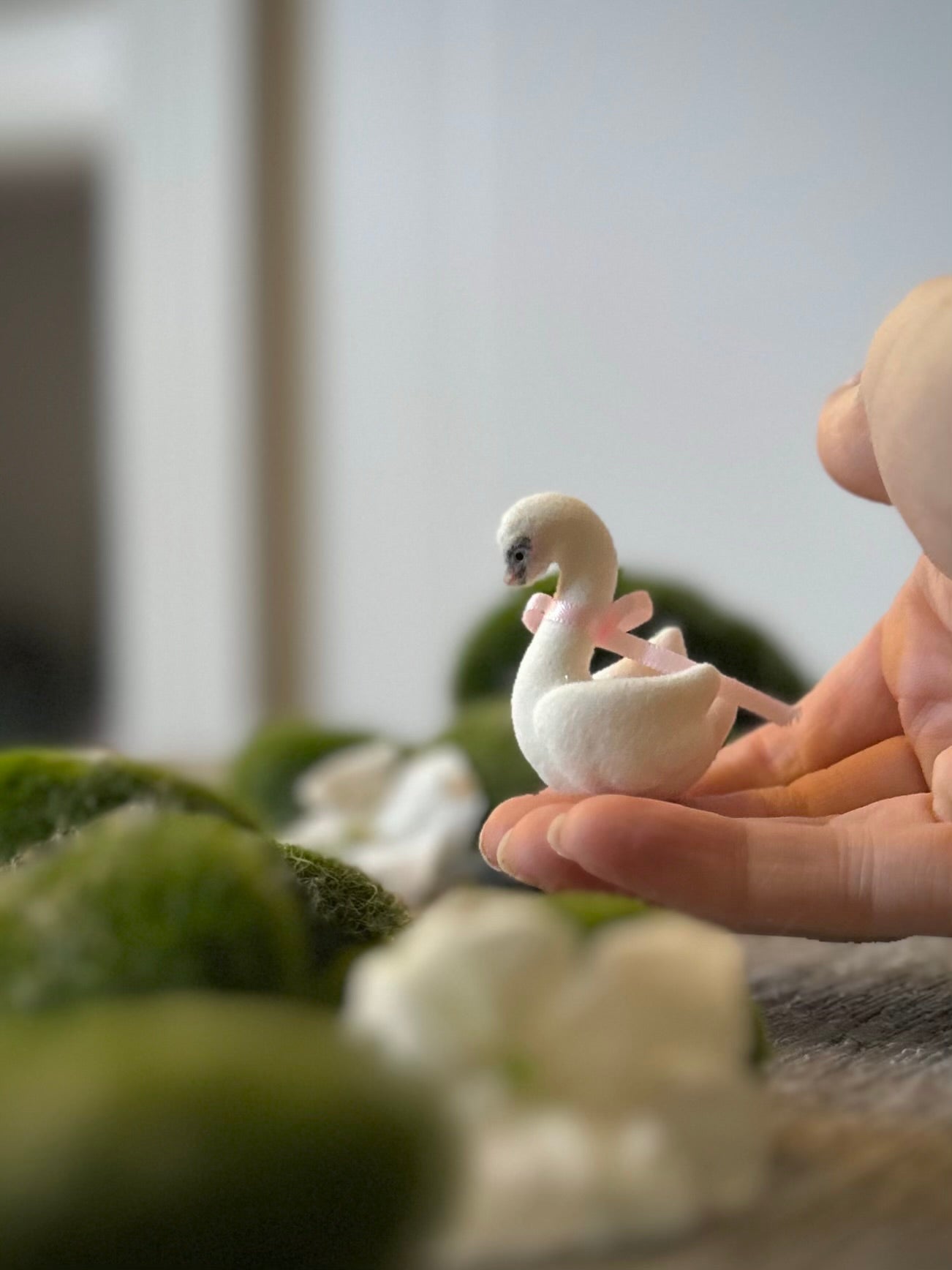 Preorder Spring Swan  1.75  inch Flocked Figurine