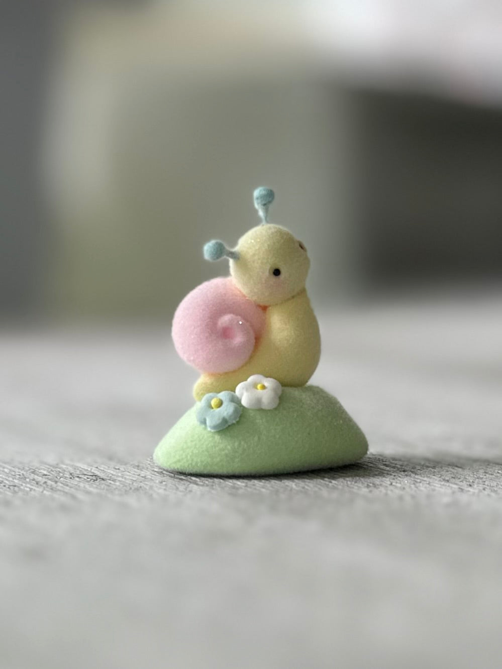 Preorder Spring Snail  1 inch Flocked Figurine