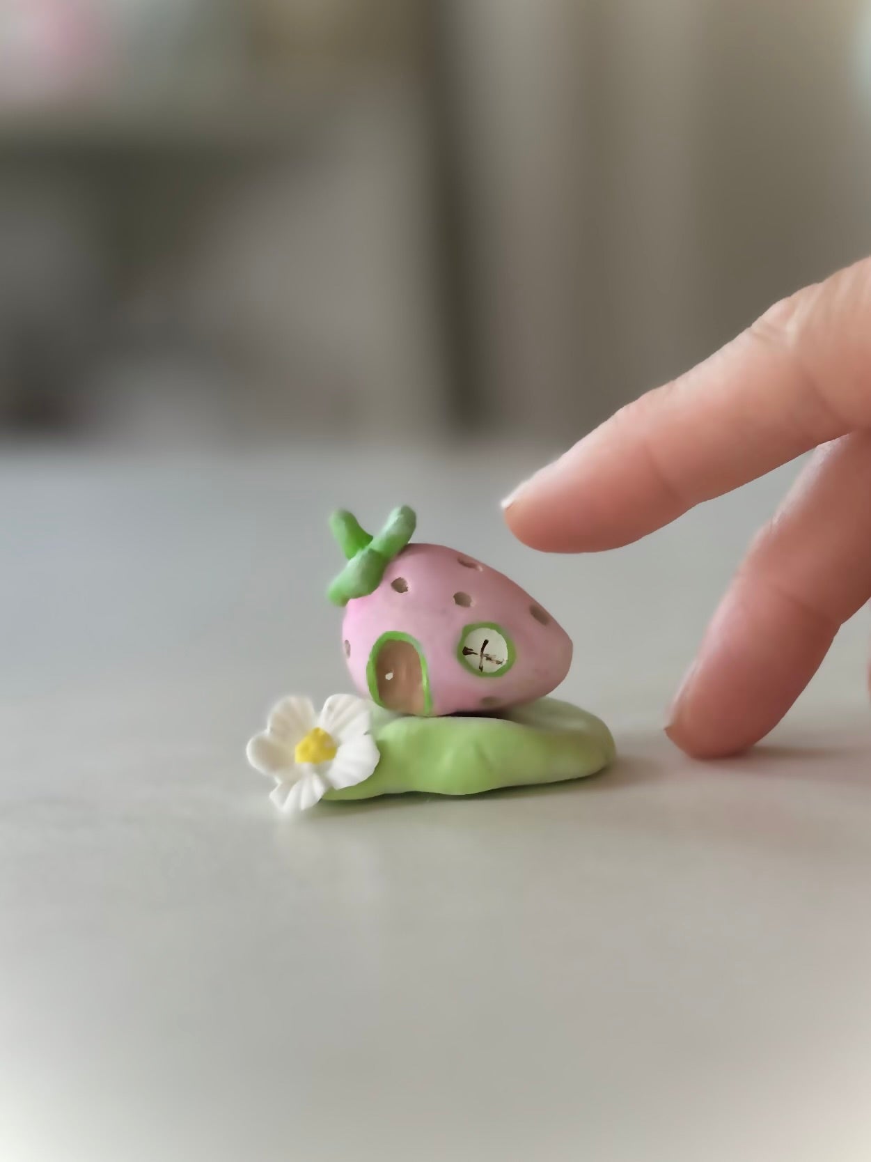 Pink Strawberry House, 2 inch figurine