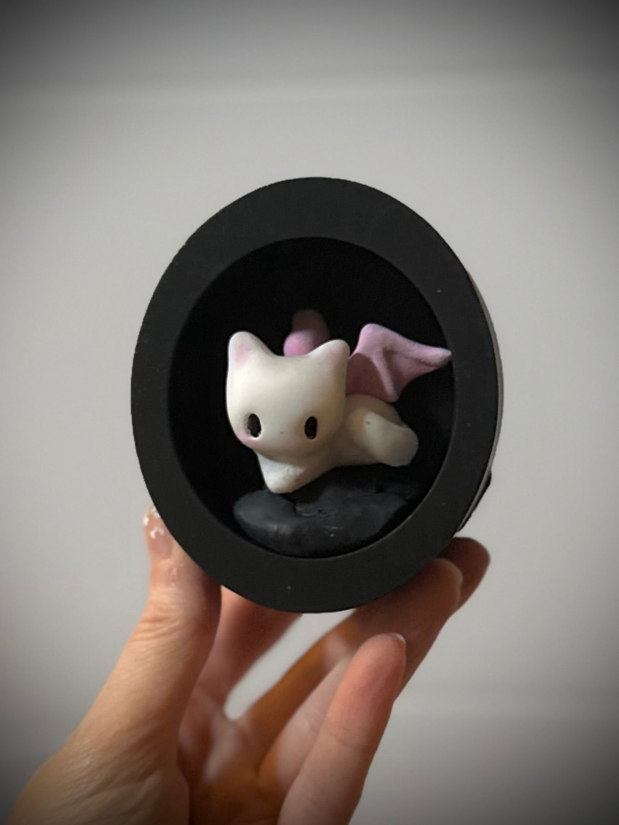 PREORDER White Bat Cat  2inch resin Art toy, Figurine
