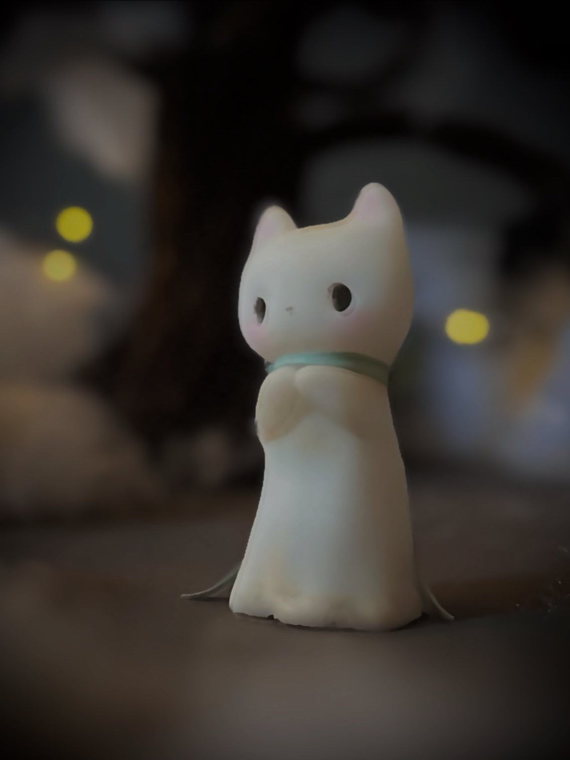 PREORDER White Ghost Kitten 3 inch resin figurine, art toy
