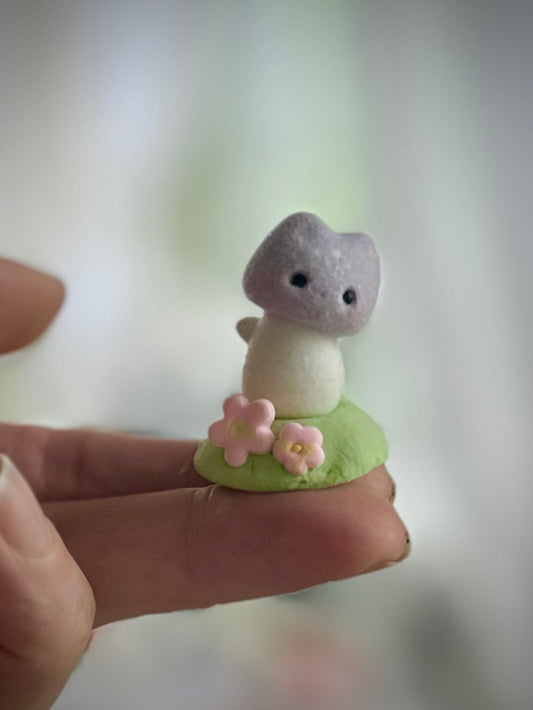 Preorder Itty Bitty Kitty Shroom 1 inch Flocked Figurine