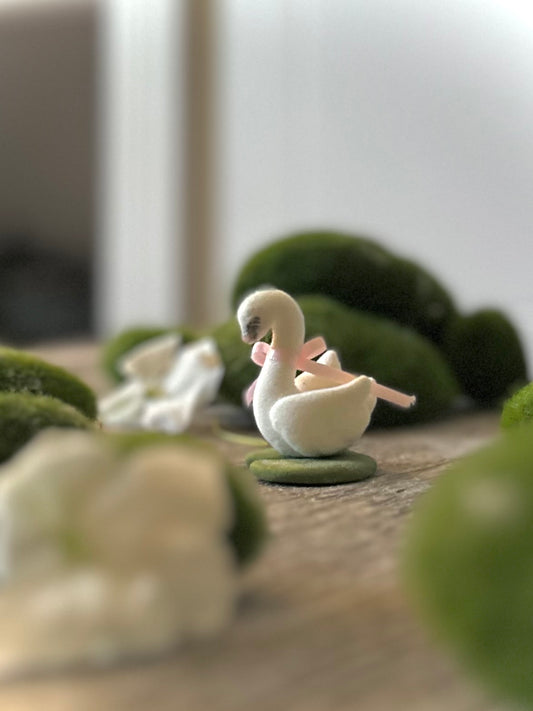 Preorder Spring Swan  1.75  inch Flocked Figurine