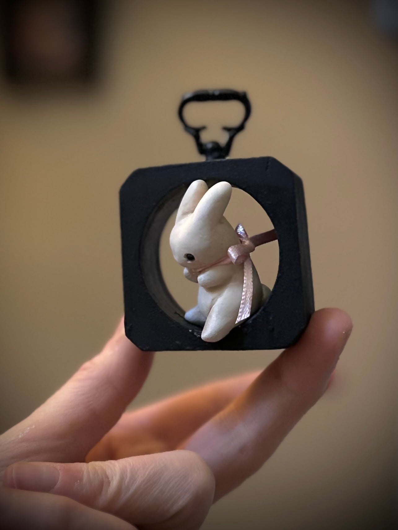 Preorder Bunny on a Wall 3x2 inch mixed media Wall Hanging