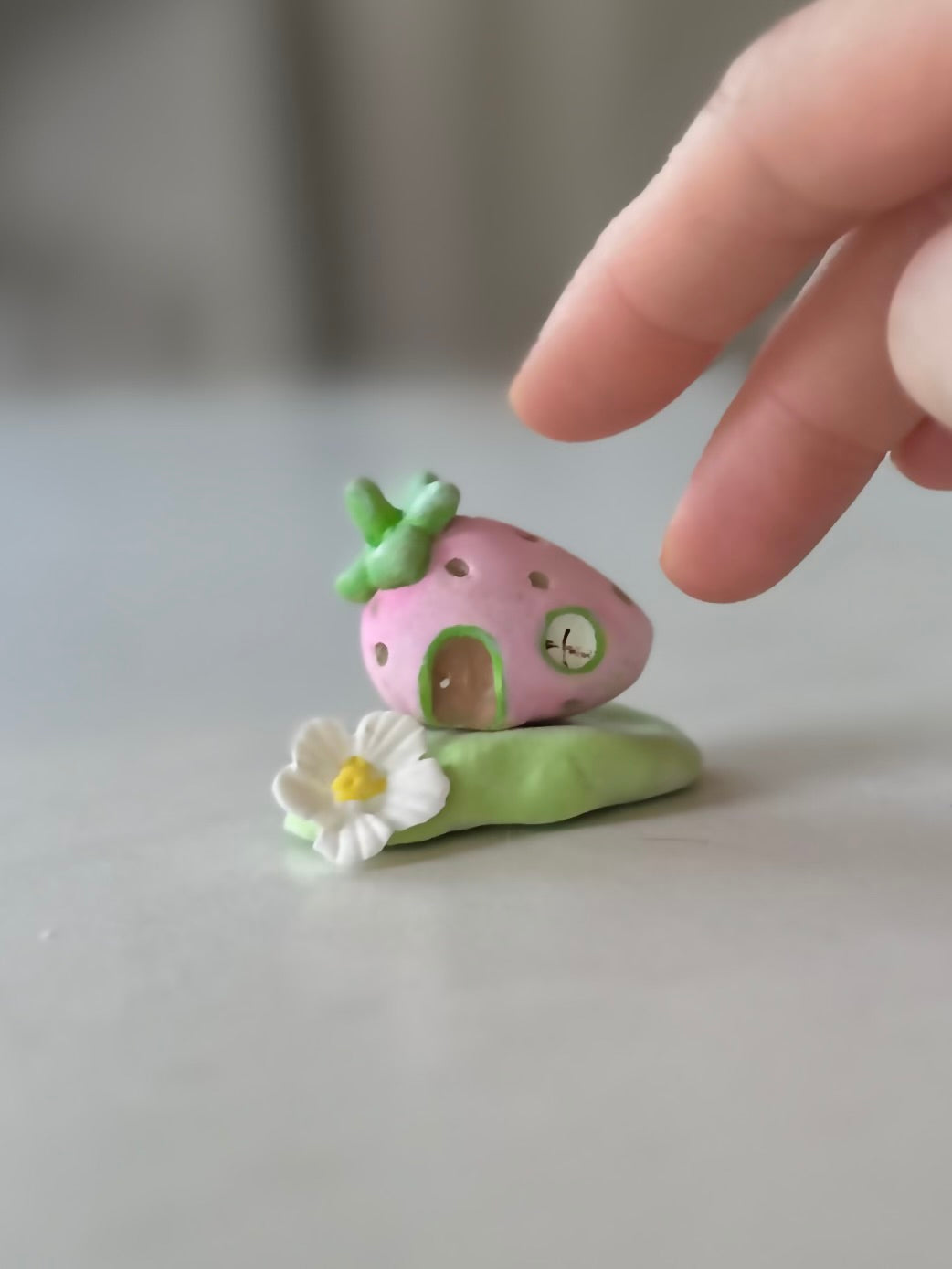 Pink Strawberry House, 2 inch figurine