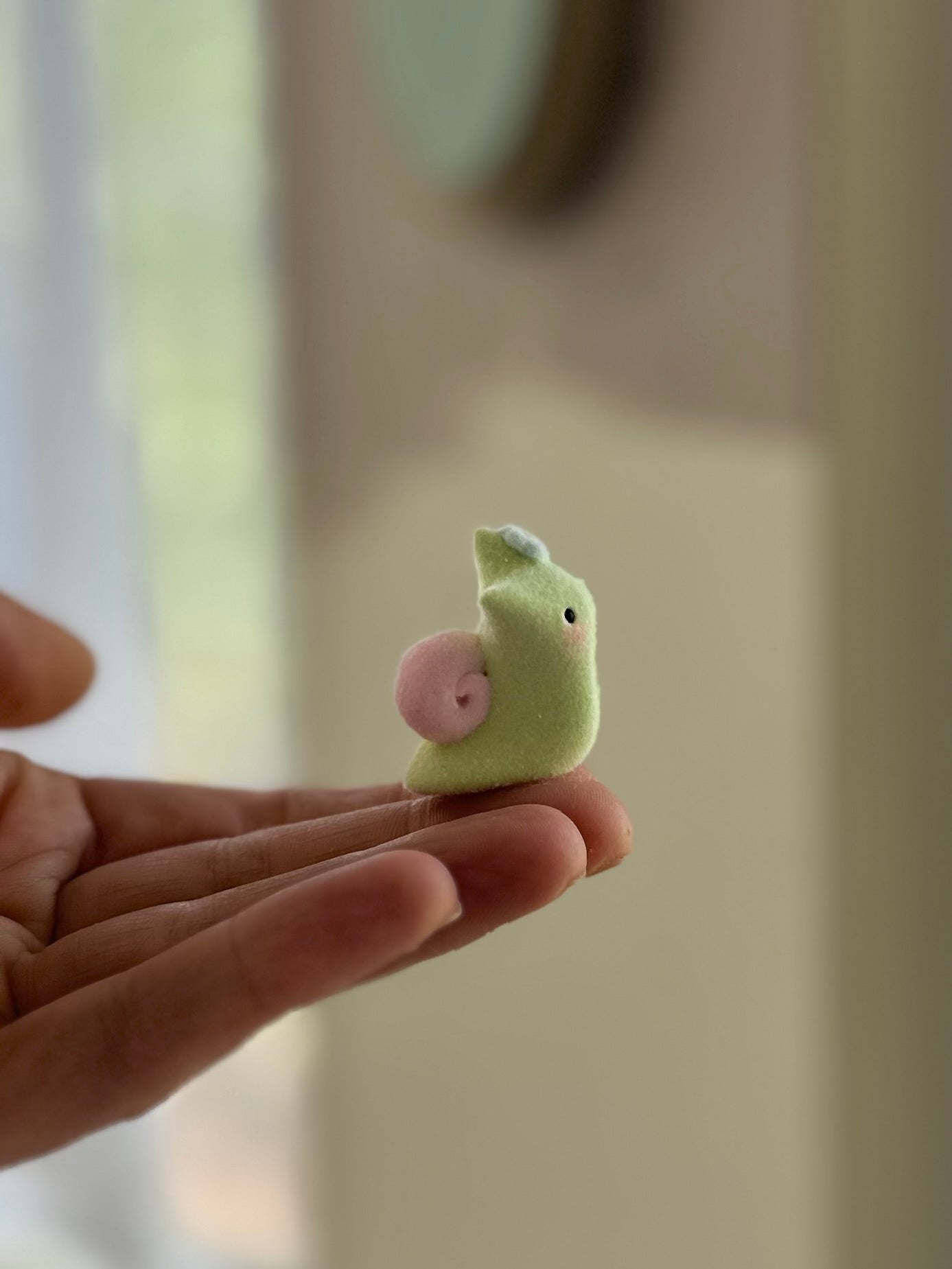 Sneeps Green  1 inch Flocked Figurine, Art Toy