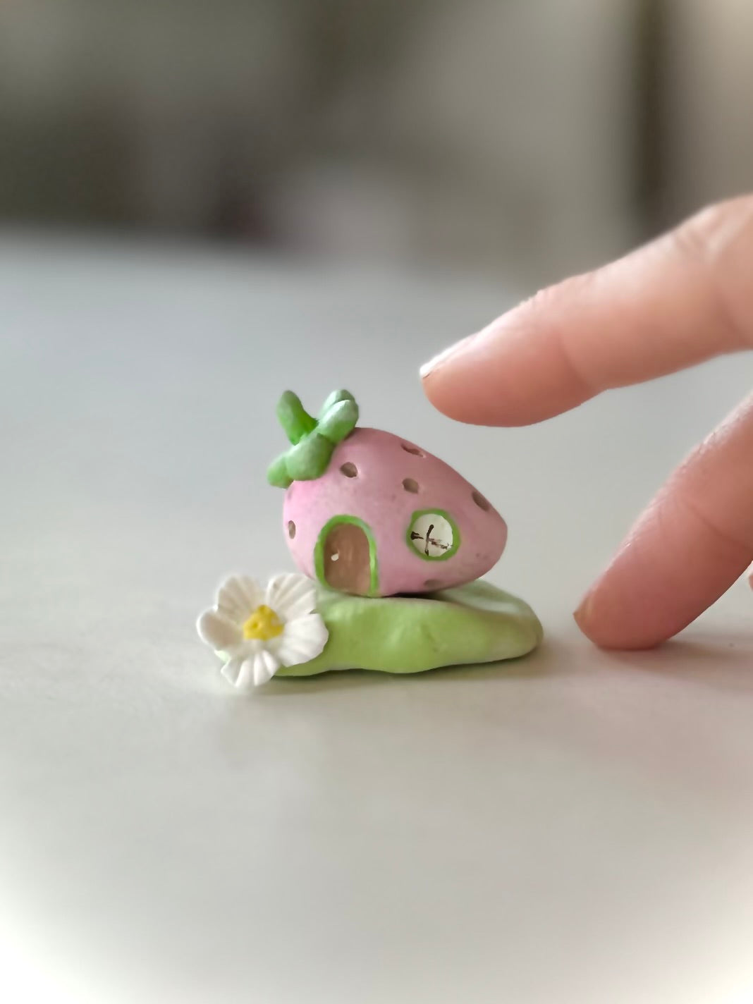 Pink Strawberry House, 2 inch figurine