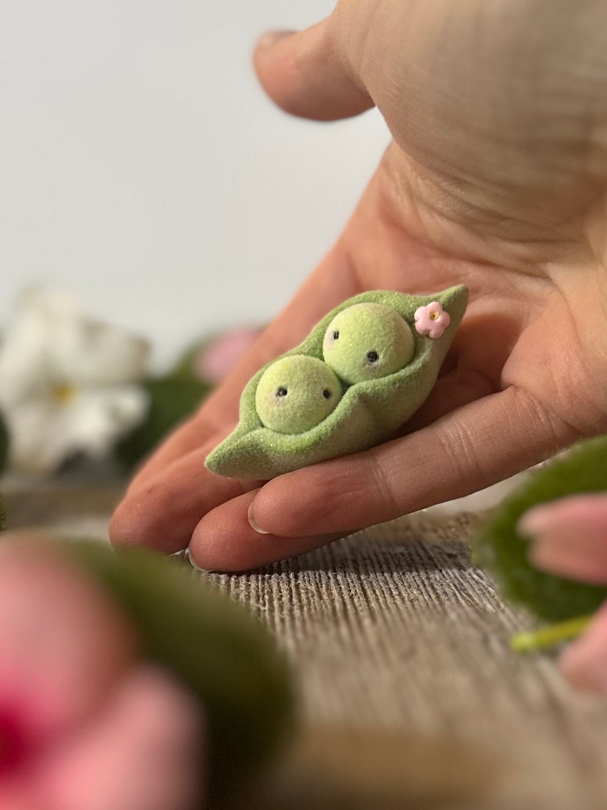 Preorder Sweet Peas   2 inch Flocked Figurine