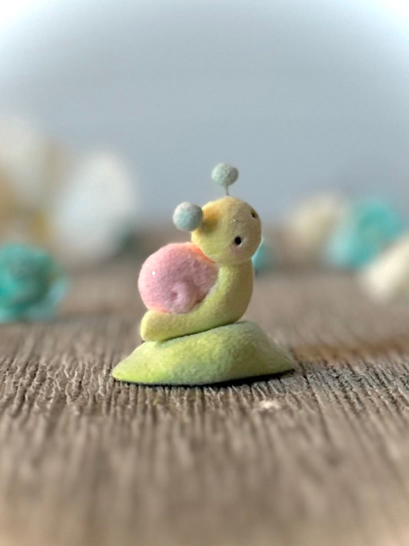 Preorder Spring Snail  1 inch Flocked Figurine