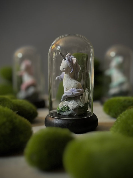 Lavender Caputed Unicorn 4 inch Glass Cloche