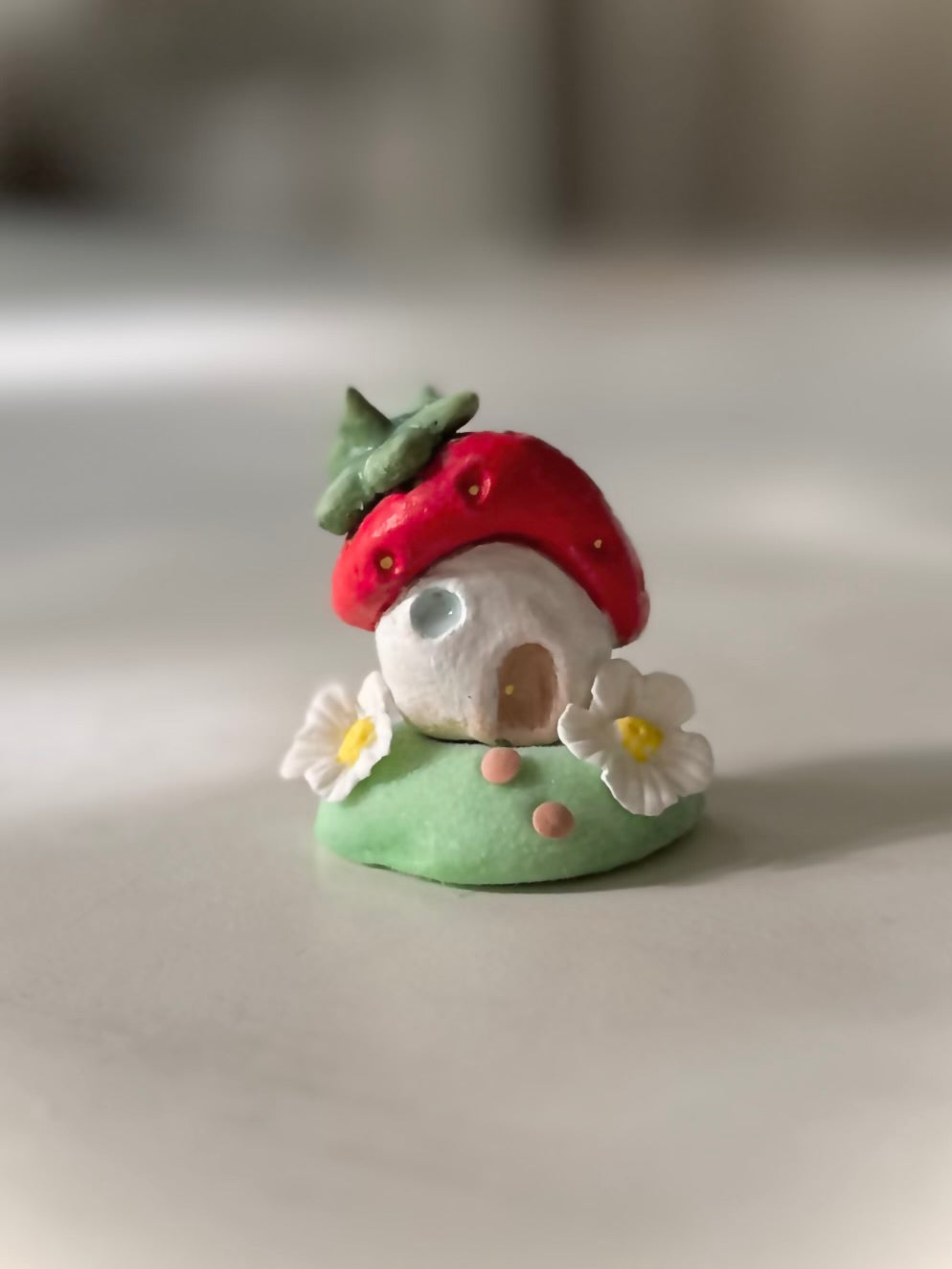 Red Strawberry House, 2 inch figurine