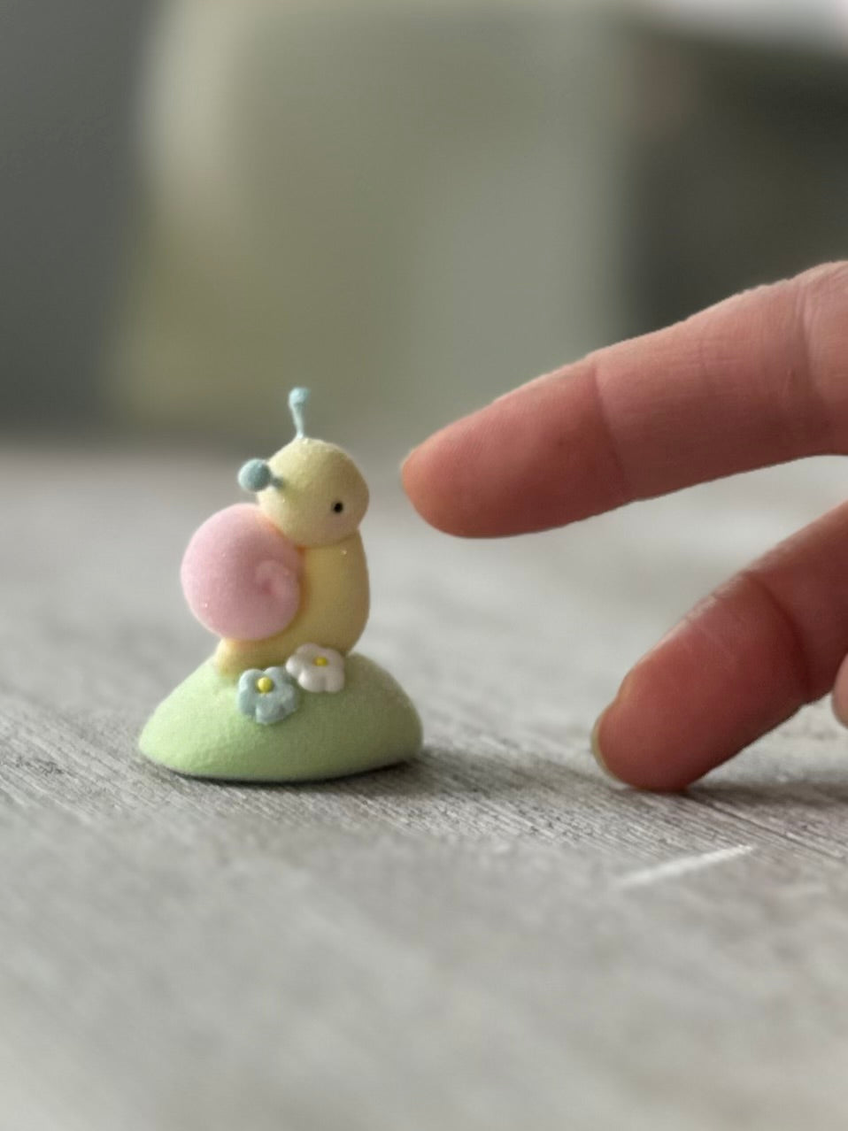 Preorder Spring Snail  1 inch Flocked Figurine