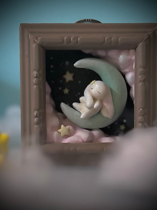Moon Nap  4x4 inch Story Box Wall Hanging
