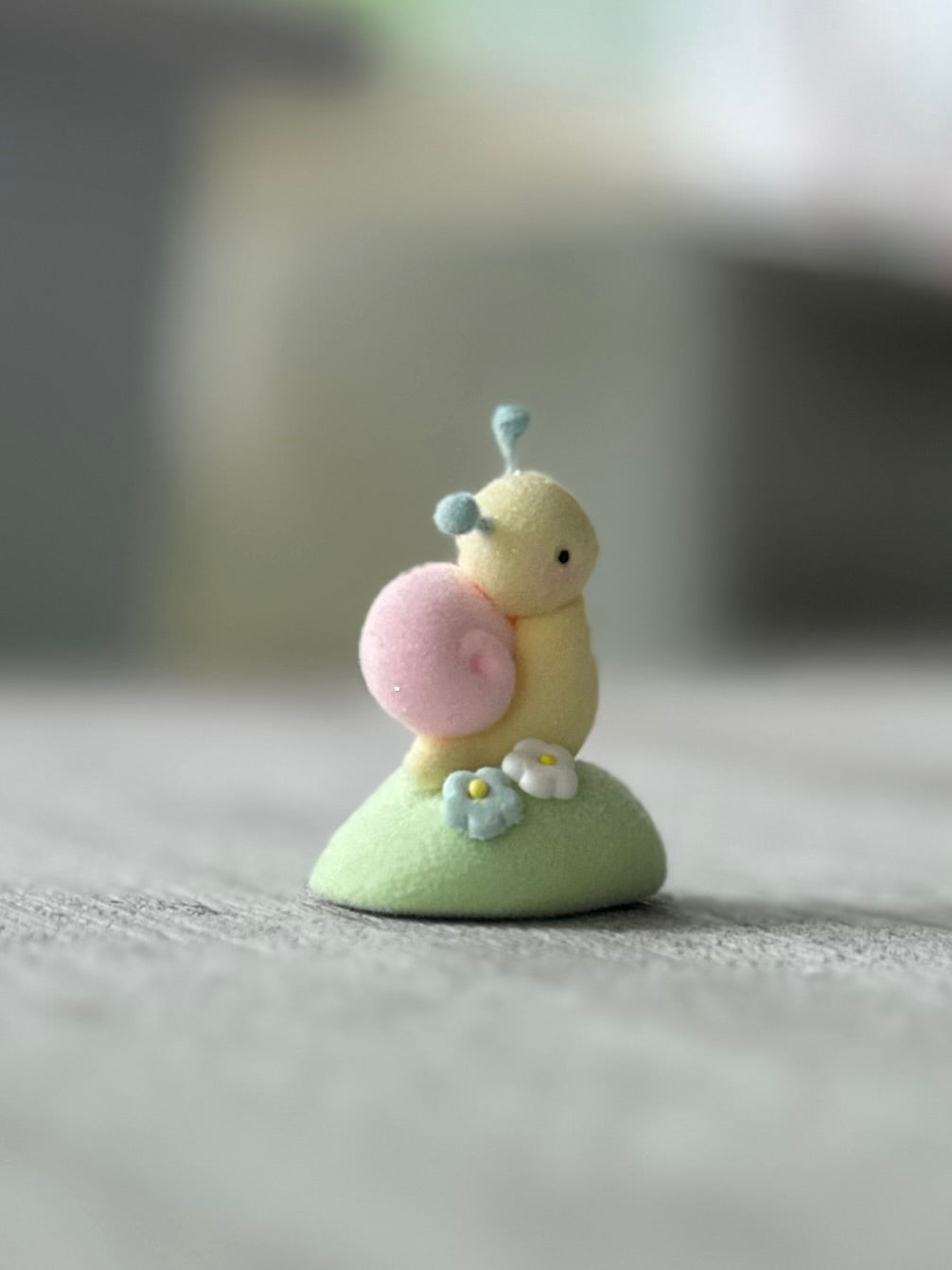 Preorder Spring Snail  1 inch Flocked Figurine
