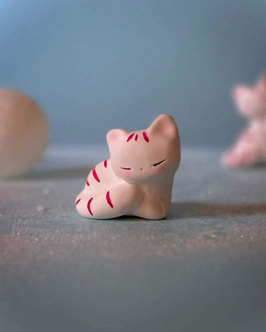 PRE ORDER Curled Up Peppermint Kitty 2 inch figurine,art toy