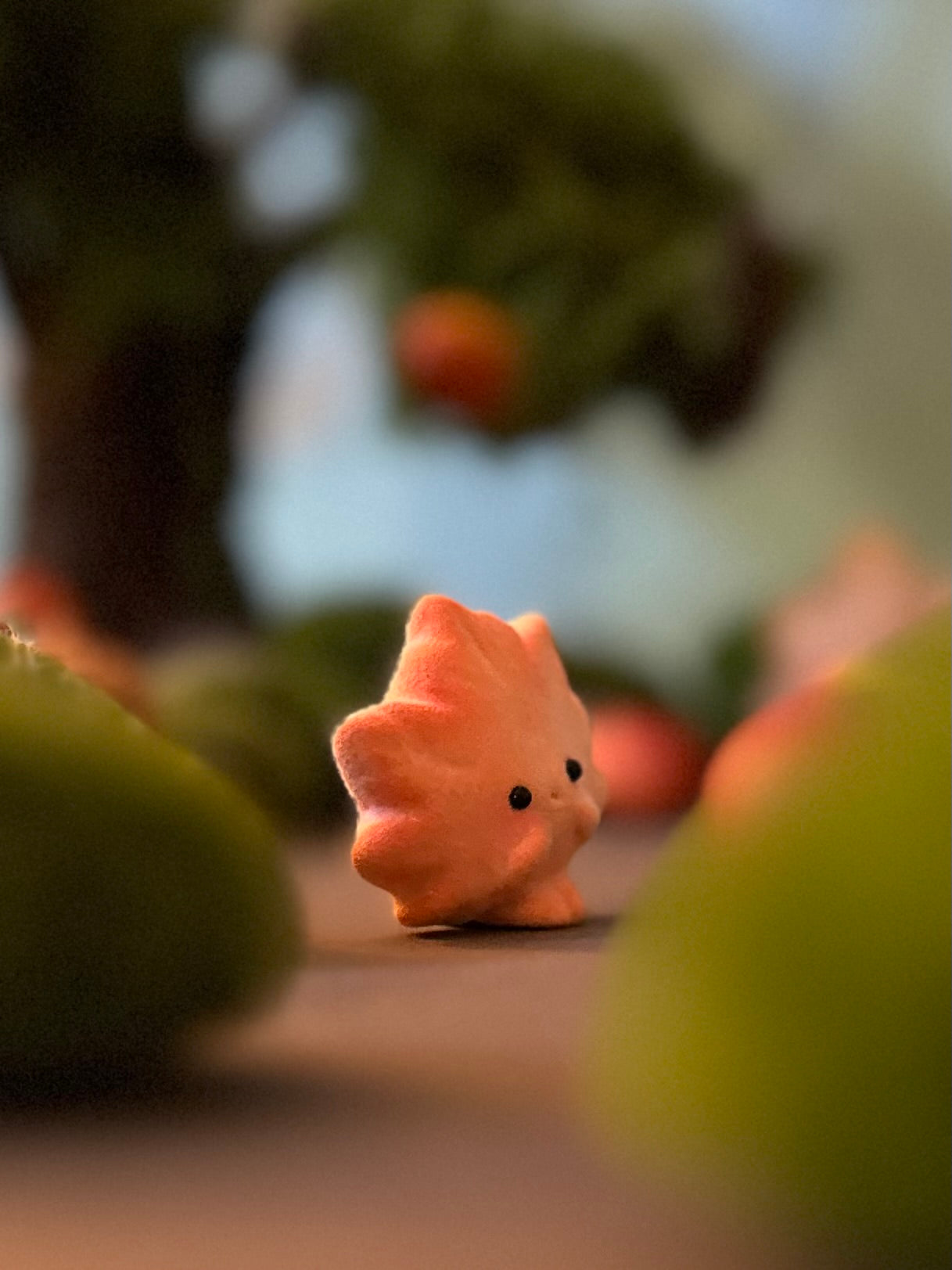 Preorder Little maple Leafy 1.5 inch Flocked Figurine with wooden display base