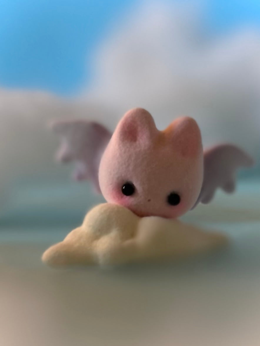 Preorder Pink Sugar Bat  2 x 3 inch Flocked Figurine with Cloud base