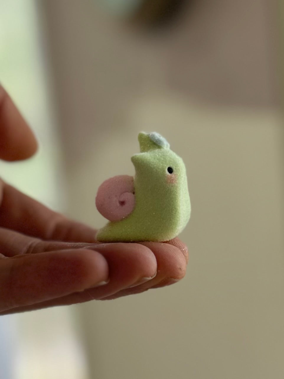 Sneeps Green  1 inch Flocked Figurine, Art Toy